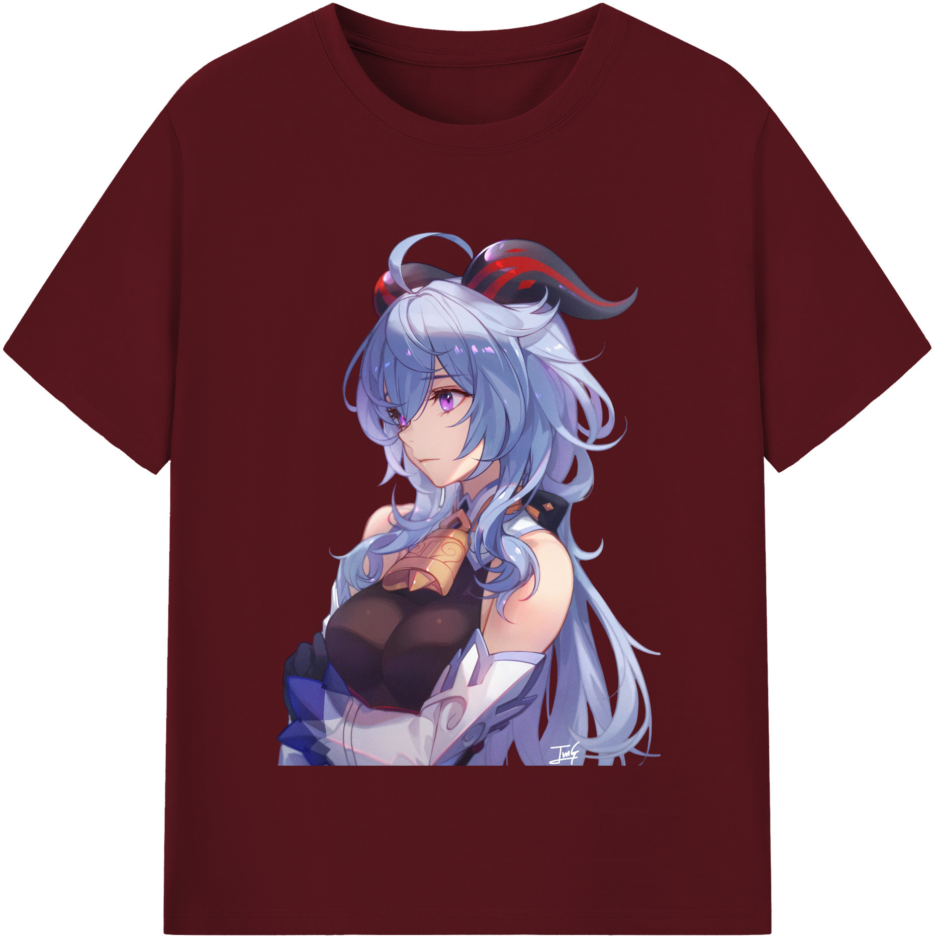 げんし神 甘雨 かんう genshin Ganyu 綿100％半袖Tシャツ（フロントプリント）